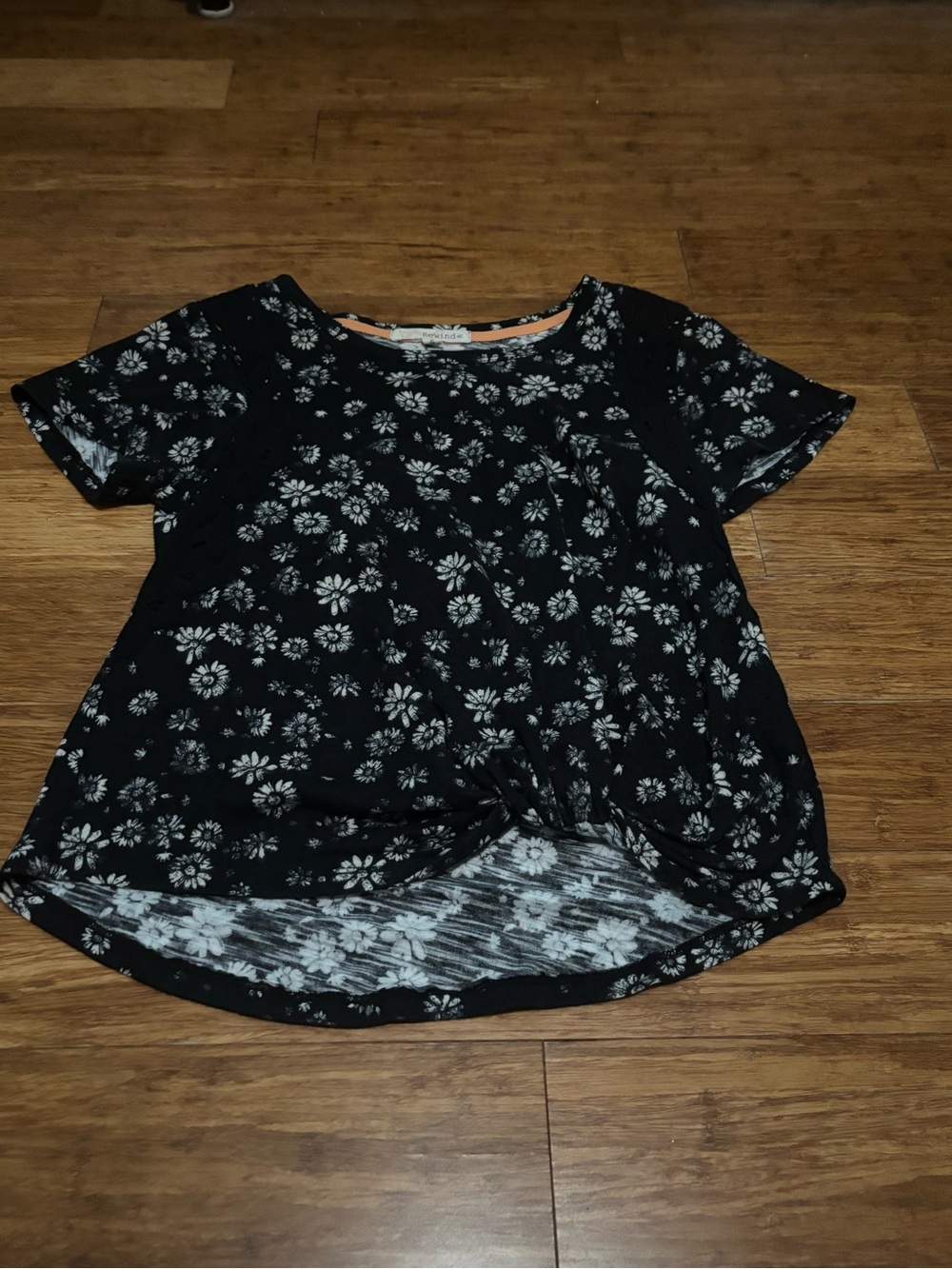 Rewind Black Floral Short Sleeve Tee